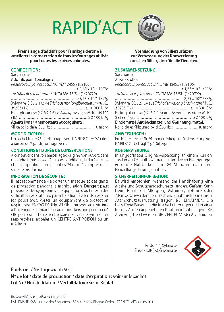 Additif d'ensilage Rapid'Act HC